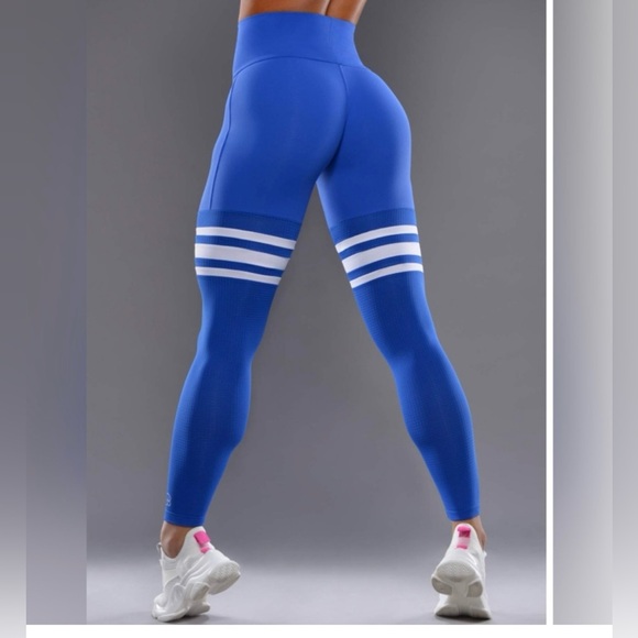 Bombshell Sportswear Pants - Bombshell Sportswear Blue and White Striped Leggings